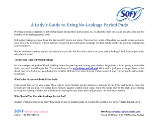 A Lady’s Guide to Using No Leakage Period Pads