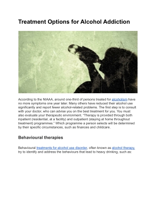 Treatment Options for Alcohol Addiction