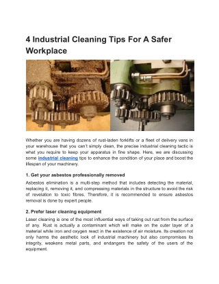 4 Industrial Cleaning Tips For A Safer Workplace
