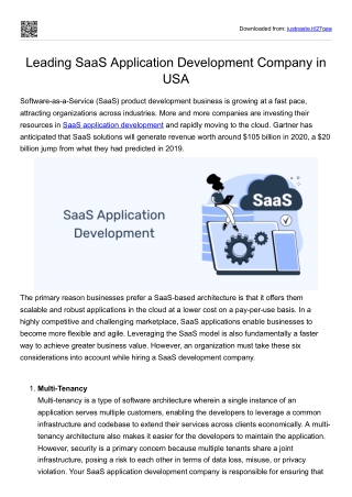 Leading SaaS Application Development Company in USA
