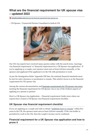 Financial requirement for UK spouse visa - updated Guide 2022