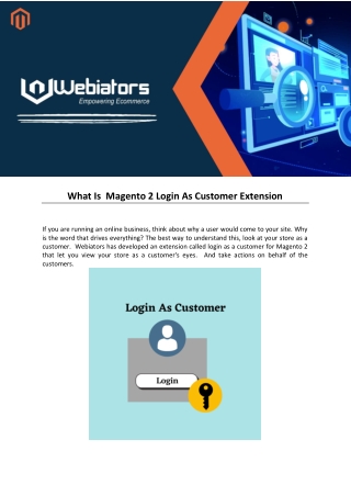 What Is  Magento 2 Login As Customer Extension