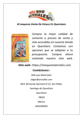 Al mayoreo Venta De Estuco En Queretaro