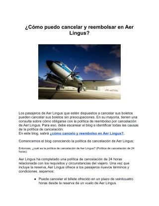 ¿Cómo puedo cancelar y reembolsar en Aer Lingus?