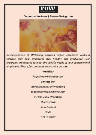 Corporate Wellness  Rowwellbeing