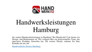 Handwerksleistungen Hamburg | Handwerk112.de