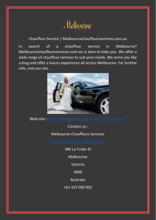 Chauffeur Service  Melbournechauffeursservices.com