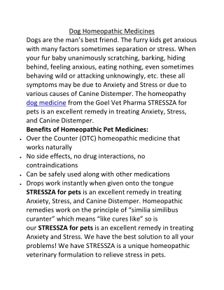 Dog Homeopathic Medicines