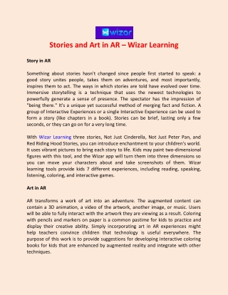 Stories and Art in AR – Wizar Learning