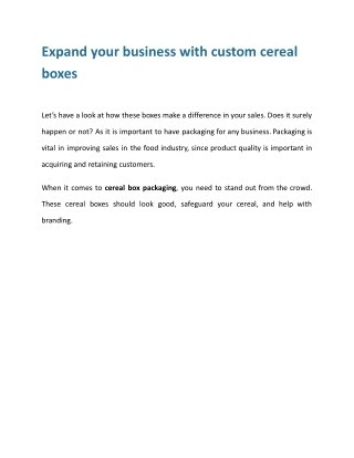 Expand your business with custom cereal boxes