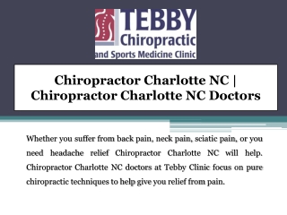 Chiropractor Charlotte NC | Chiropractor Charlotte NC Doctors