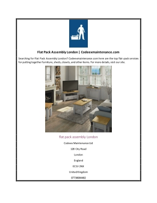 Flat Pack Assembly London | Codeexmaintenance.com