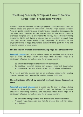 The Rising Popularity Of Yoga As A Way Of Prenatal Stress Relief For Expecting Mothers