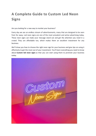 A Complete Guide to Led Neon Signs (1)