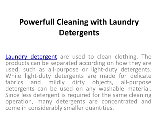 Powerfull Cleaning with Laundry Detergents