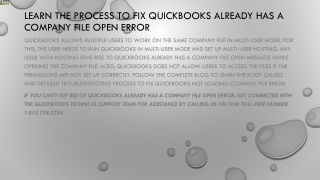 Step by step guide to fix QuickBooks Already Has a Company File Open issue