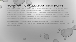 A feasible guide to resolve QuickBooks Error 6000 83