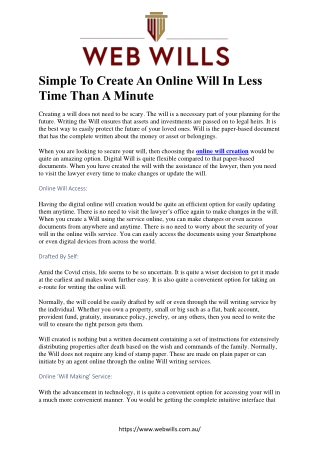 Simple To Create An Online Will In Less Time Than A Minute