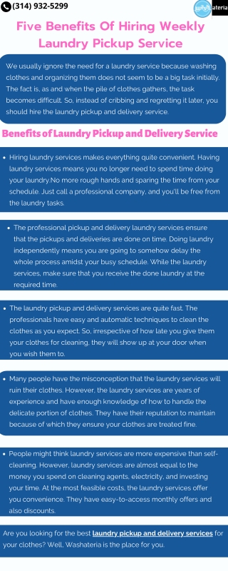 Five Benefits Of Hiring Weekly Laundry Pickup Service
