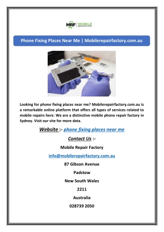 Phone Fixing Places Near Me | Mobilerepairfactory.com.au