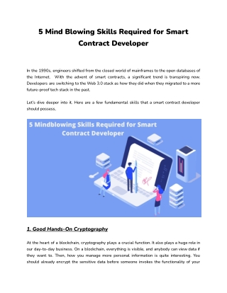 5 Mind Blowing Skills Required for Smart Contract Developer