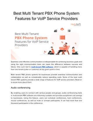 Best Multi Tenant PBX Phone System Features for VoIP Service Providers