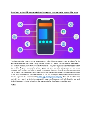 Four best android frameworks for developers to create the top mobile apps