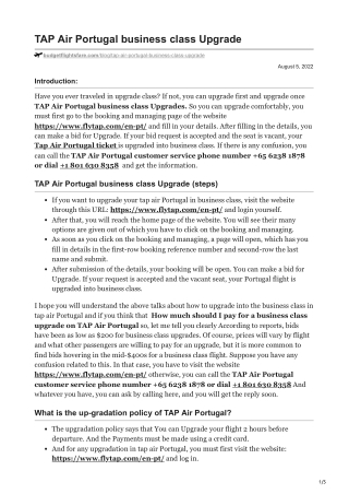 TAP Air Portugal business class Upgrade
