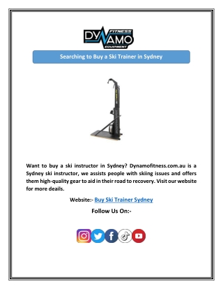 Searching to Buy a Ski Trainer in Sydney