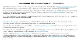 How to Retain High Potential Employees_ (Retain HiPo)