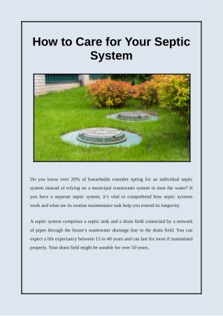 How to Care for Your Septic System