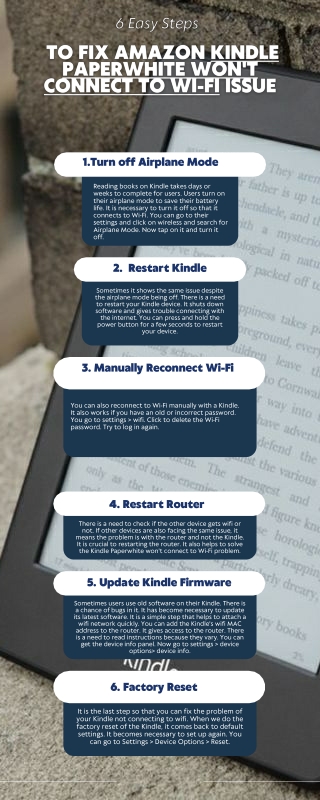 6 Easy Steps  to fix amazon Kindle Paperwhite Won't Connect to Wi-Fi Issue