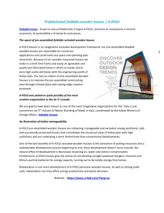 Prefabricated foldable wooden houses