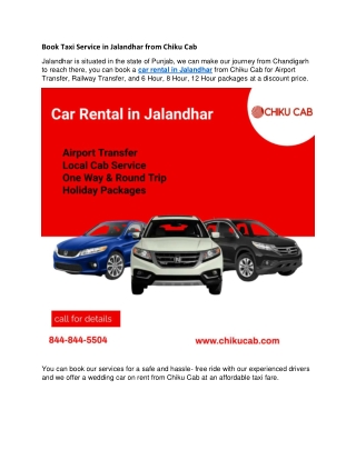 Book Taxi Service in Jalandhar