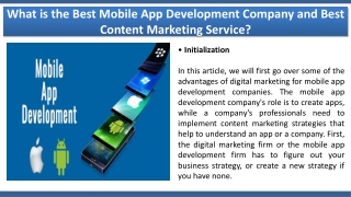 What is the Best Mobile App Development Company and Best Content Marketing Service