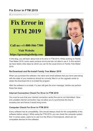 Fix Error in FTM 2019 - Family Tree Maker Software