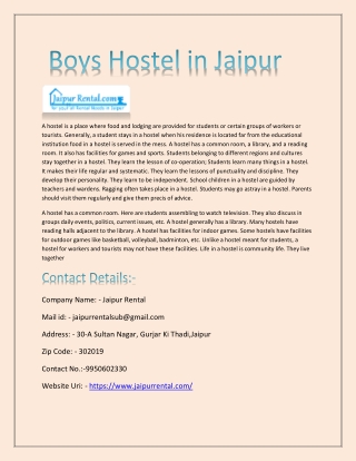 Boys Hostel in Jaipur