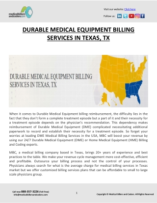 DURABLE MEDICAL EQUIPMENT BILLING SERVICES IN TEXAS, TX