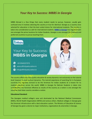 Your Key to Success: MBBS in Georgia