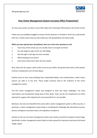 How Visitor Management System Increases Office Productivity?