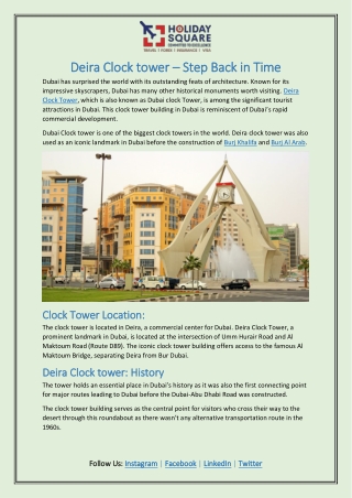 Deira Clock tower – Step Back in Time