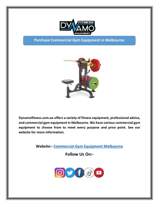 Purchase Commercial Gym Equipment in Melbourne