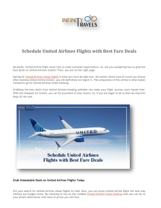 Schedule United Airlines Flights with Best Fare Deals