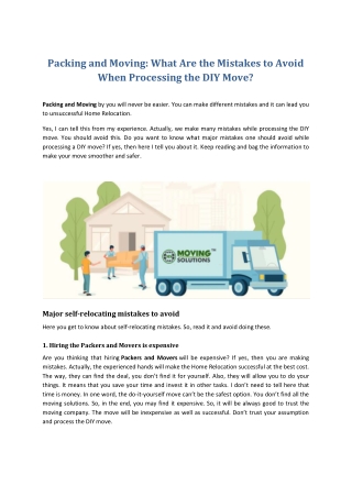 Packing and Moving: Mistakes to Avoid When Processing the DIY Move