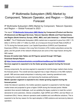 IP Multimedia Subsystem (IMS) Market by Component, Telecom Operator, and Region