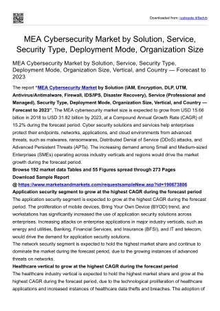 MEA Cybersecurity Market by Solution, Service, Security Type, Deployment Mode,..