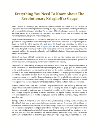 Everything You Need To Know About The Revolutionary Krieghoff 12 Gauge