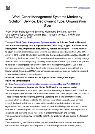 Work Order Management Systems Market by Solution, Service, Deployment Type,...