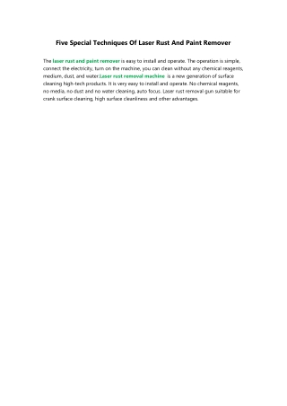 4.Five Special Techniques Of Laser Rust And Paint Remover