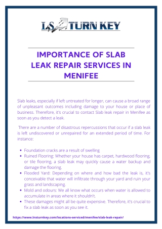 Importance of slab leak repair services in Menifee